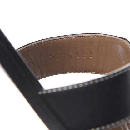 Hermes Box Calfskin Oran Sandals 37 Black 9 of 10