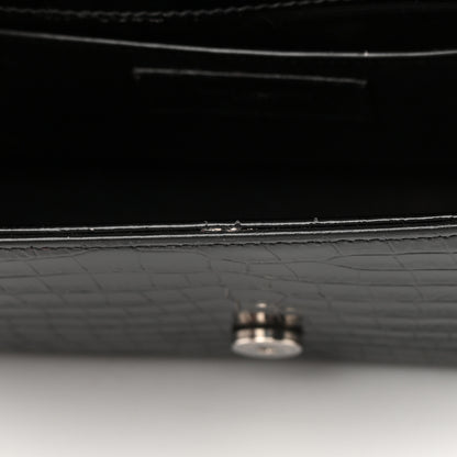 Saint Laurent Calfskin Crocodile Embossed Small Classic Monogram Kate Tassel Satchel Black 12 of 16