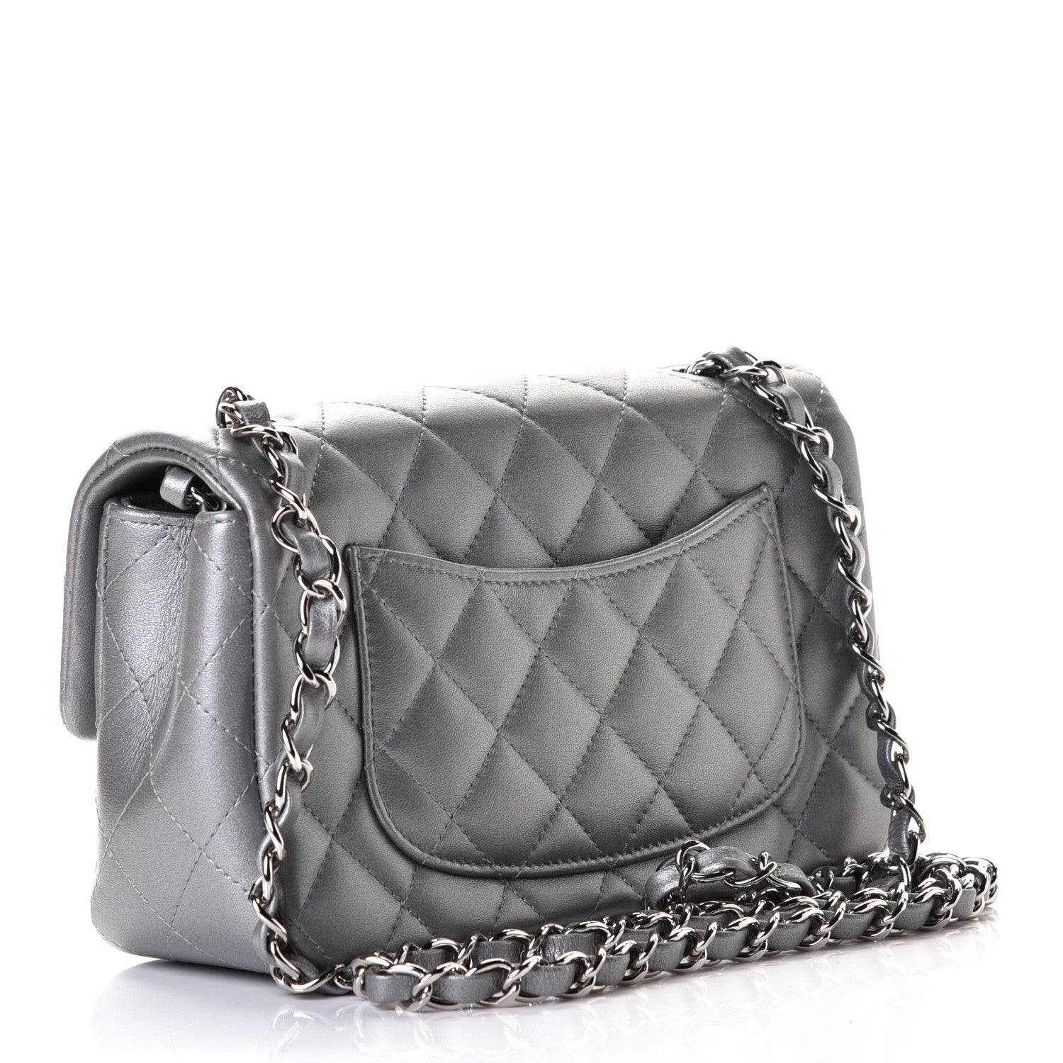 Chanel Metallic Lambskin Quilted Mini Rectangular Flap Silver 2 of 4