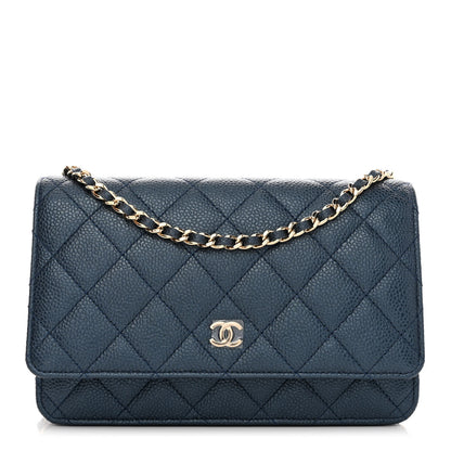 Chanel Iridescent Caviar Quilted Wallet On Chain WOC Blue 1 of 10