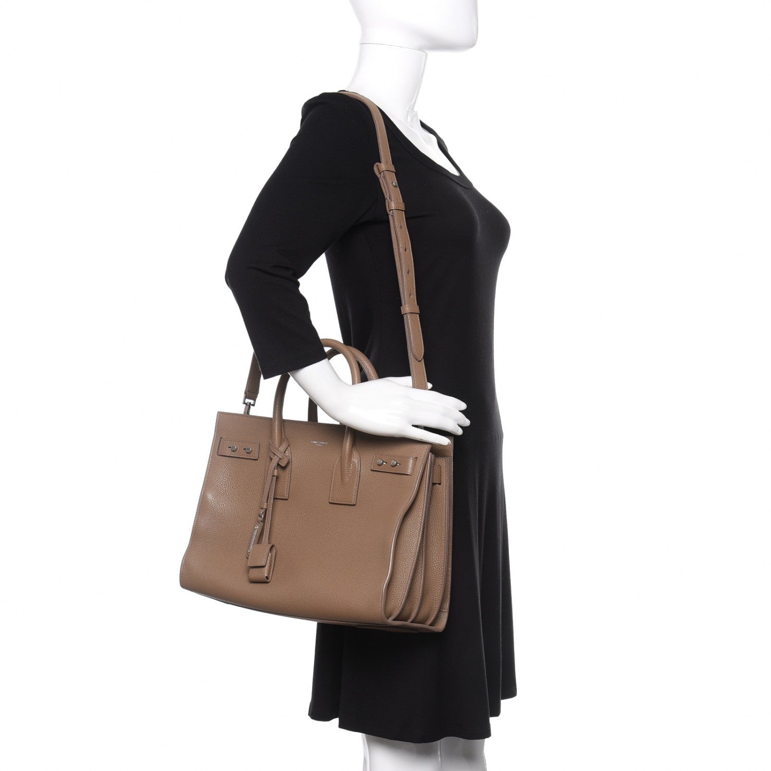 Saint Laurent Grained Calfskin Small Supple Sac De Jour Taupe 2 of 11