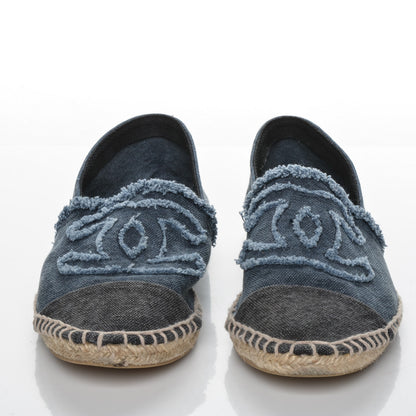 Chanel Denim Toile CC Espadrilles 40 Navy Black 2 of 7