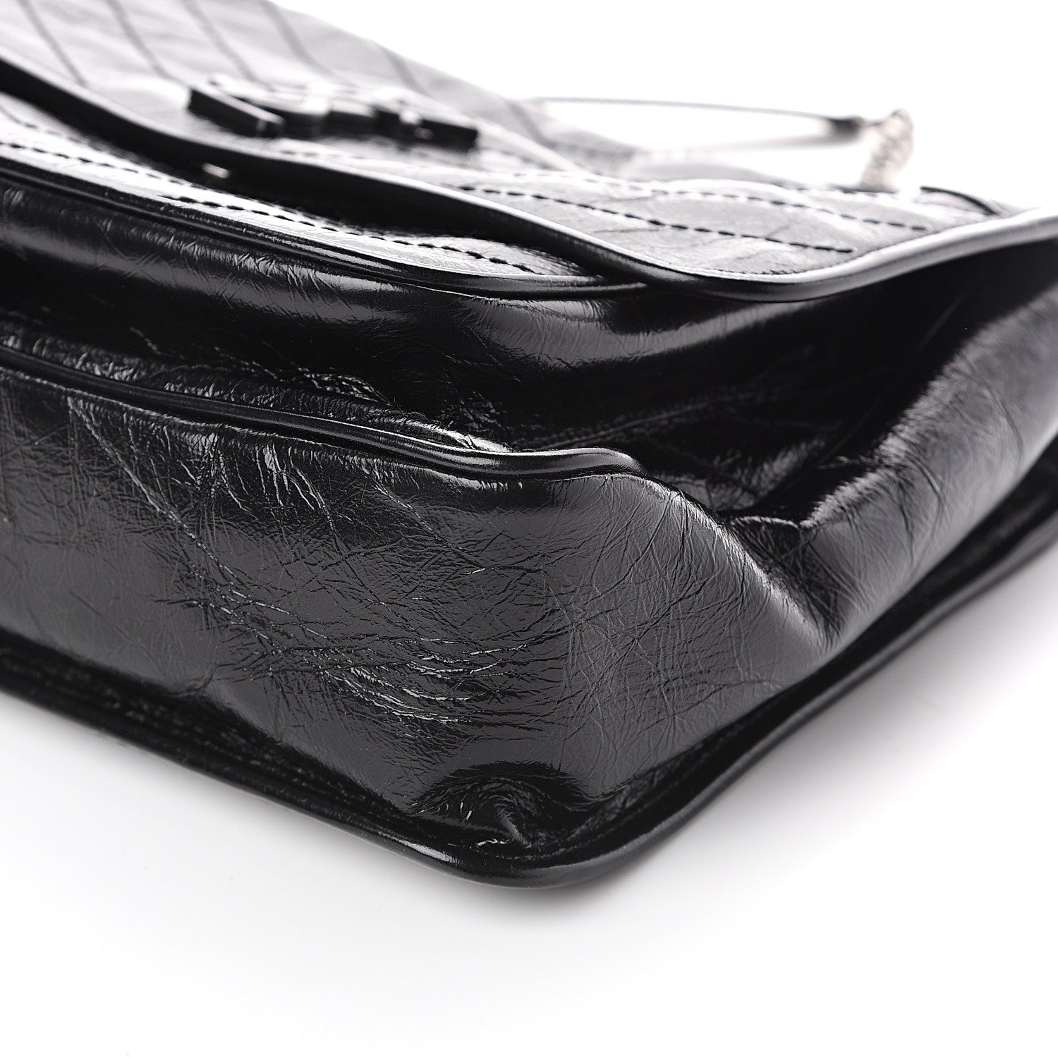 Saint Laurent Crinkled Calfskin Matelasse Monogram Large Niki Chain Satchel Black 9 of 9