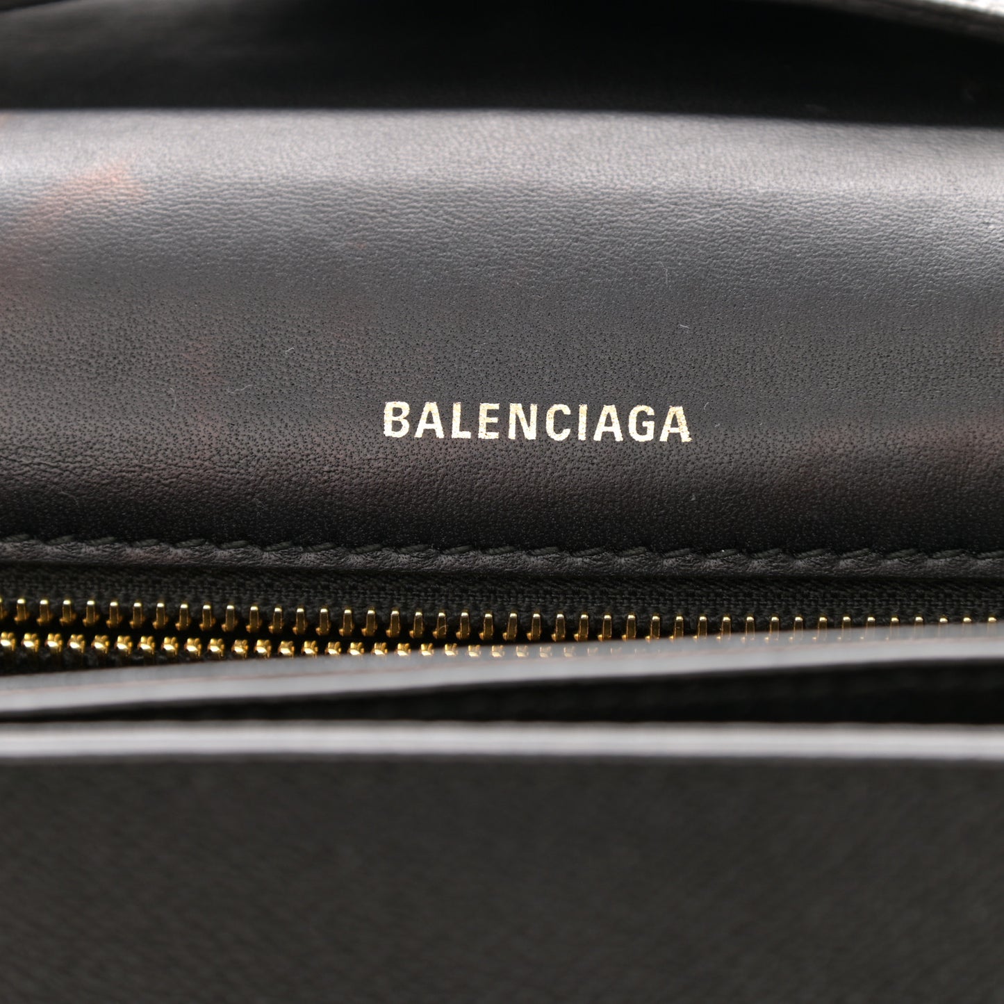 Signature Grained Calfskin Logo S Ville Day Bag Black