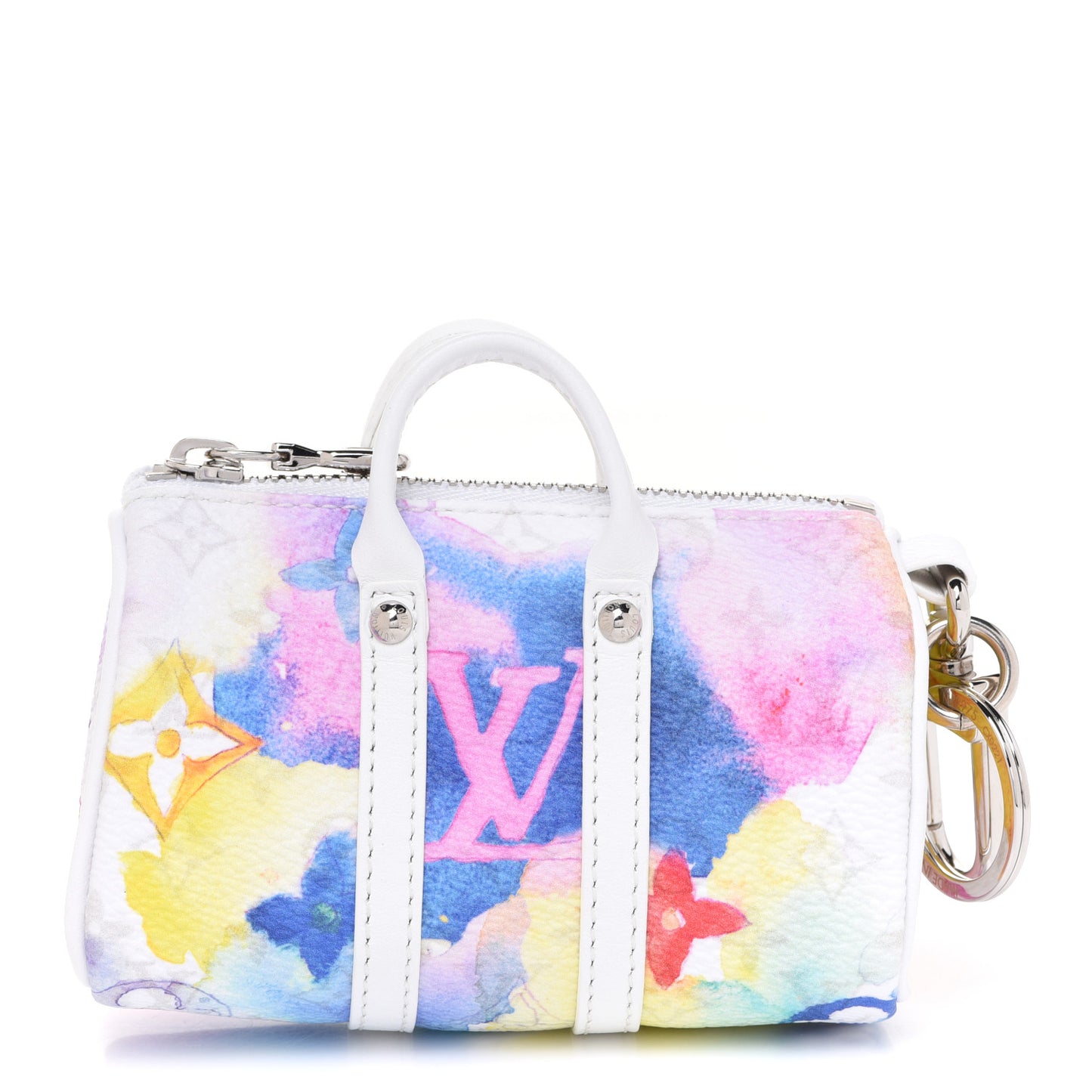 Monogram Watercolor Mini Keepall Bag Charm Key Holder Multicolor