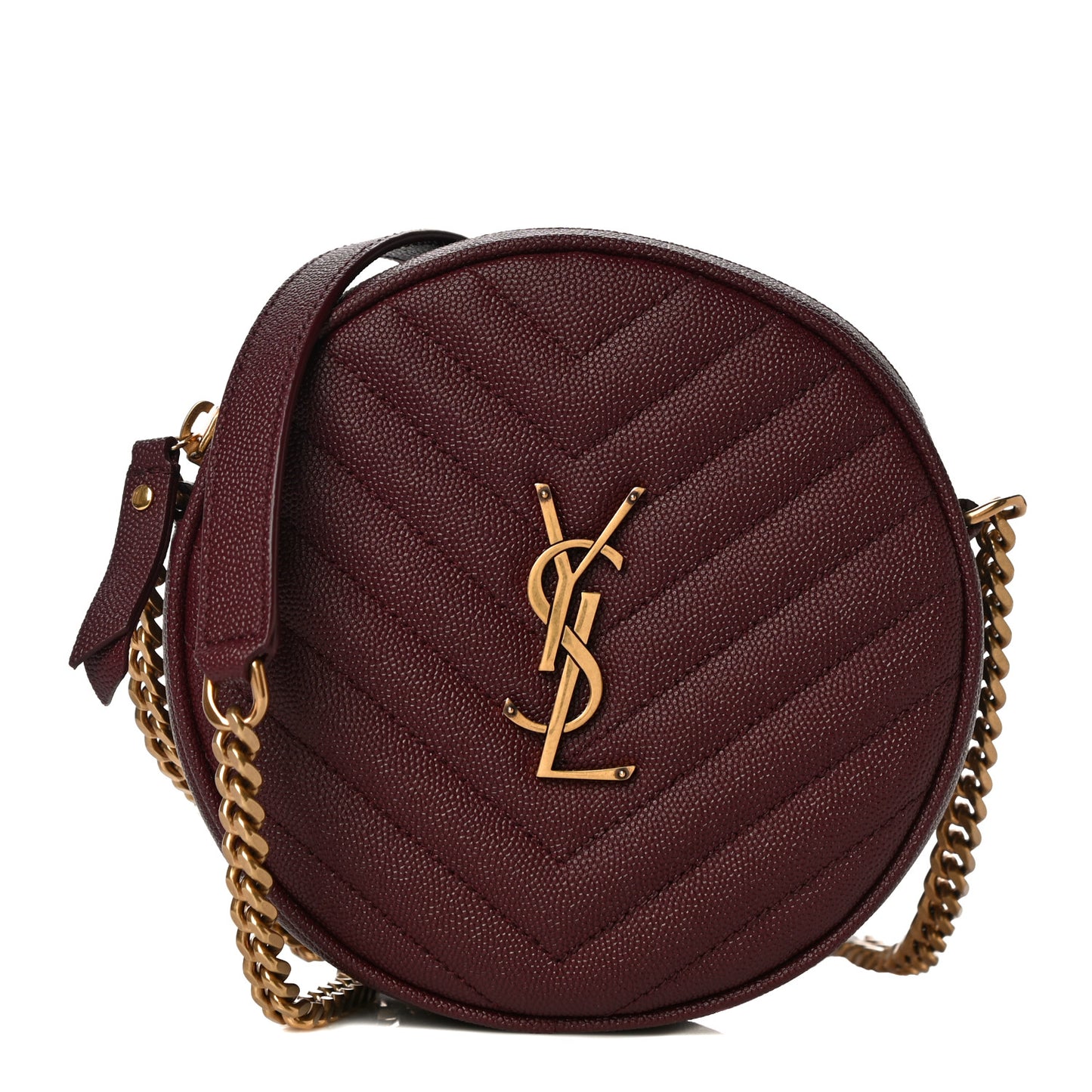 Grain De Poudre Matelasse Chevron Quilted Round Vinyle Camera Bag Rouge Legion