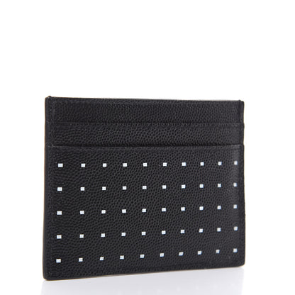 Saint Laurent Grain De Poudre Geo Print Monogram Credit Card Case Black White 3 of 7