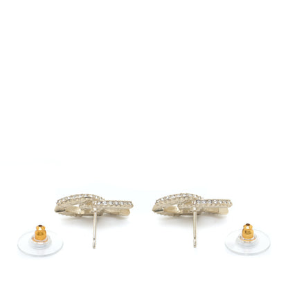 Chanel Crystal Timeless CC Earrings Light Gold 3 of 5