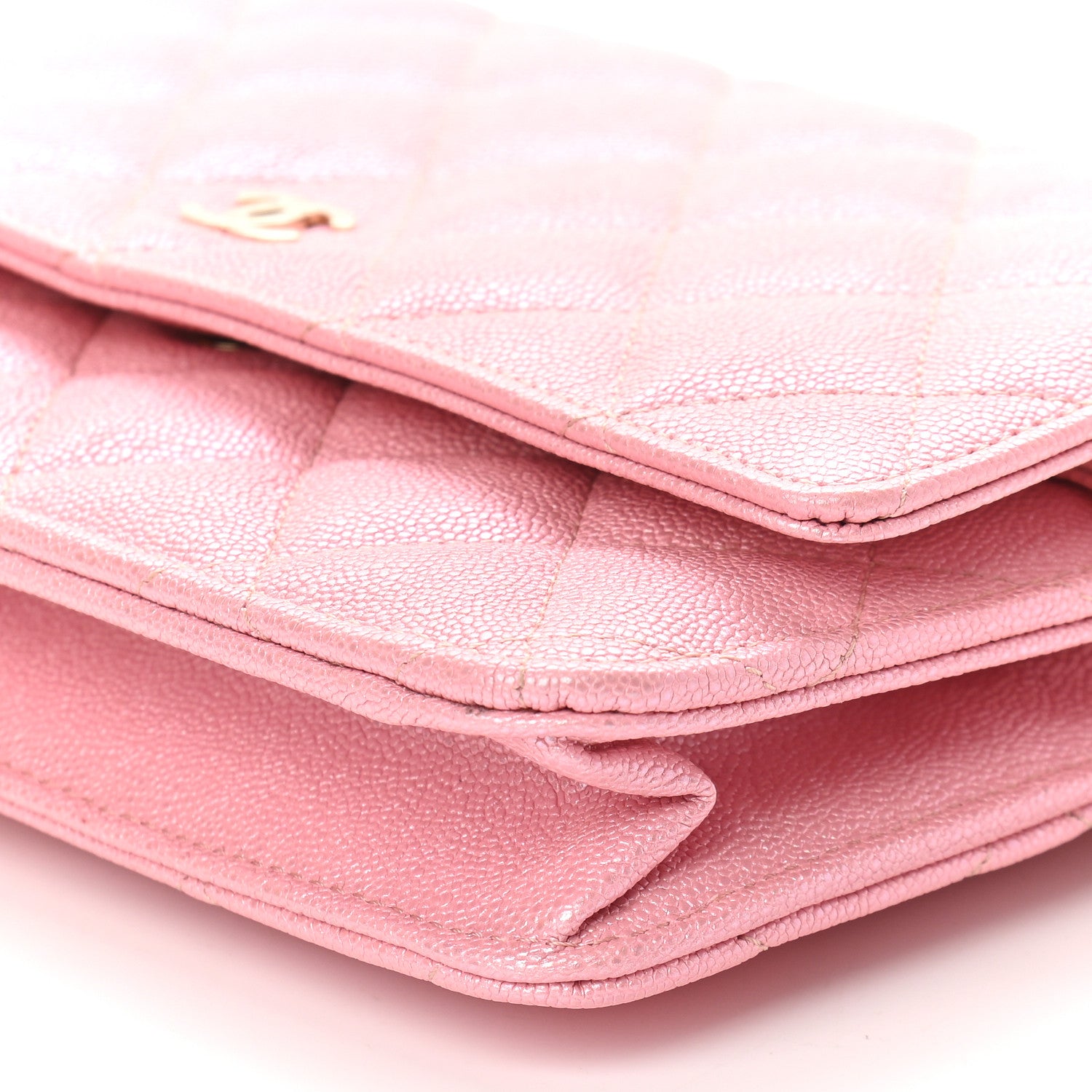 Chanel Iridescent Caviar Quilted Wallet on Chain WOC Rose Pink 10 of 11