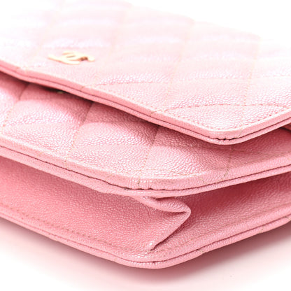Chanel Iridescent Caviar Quilted Wallet on Chain WOC Rose Pink 10 of 11