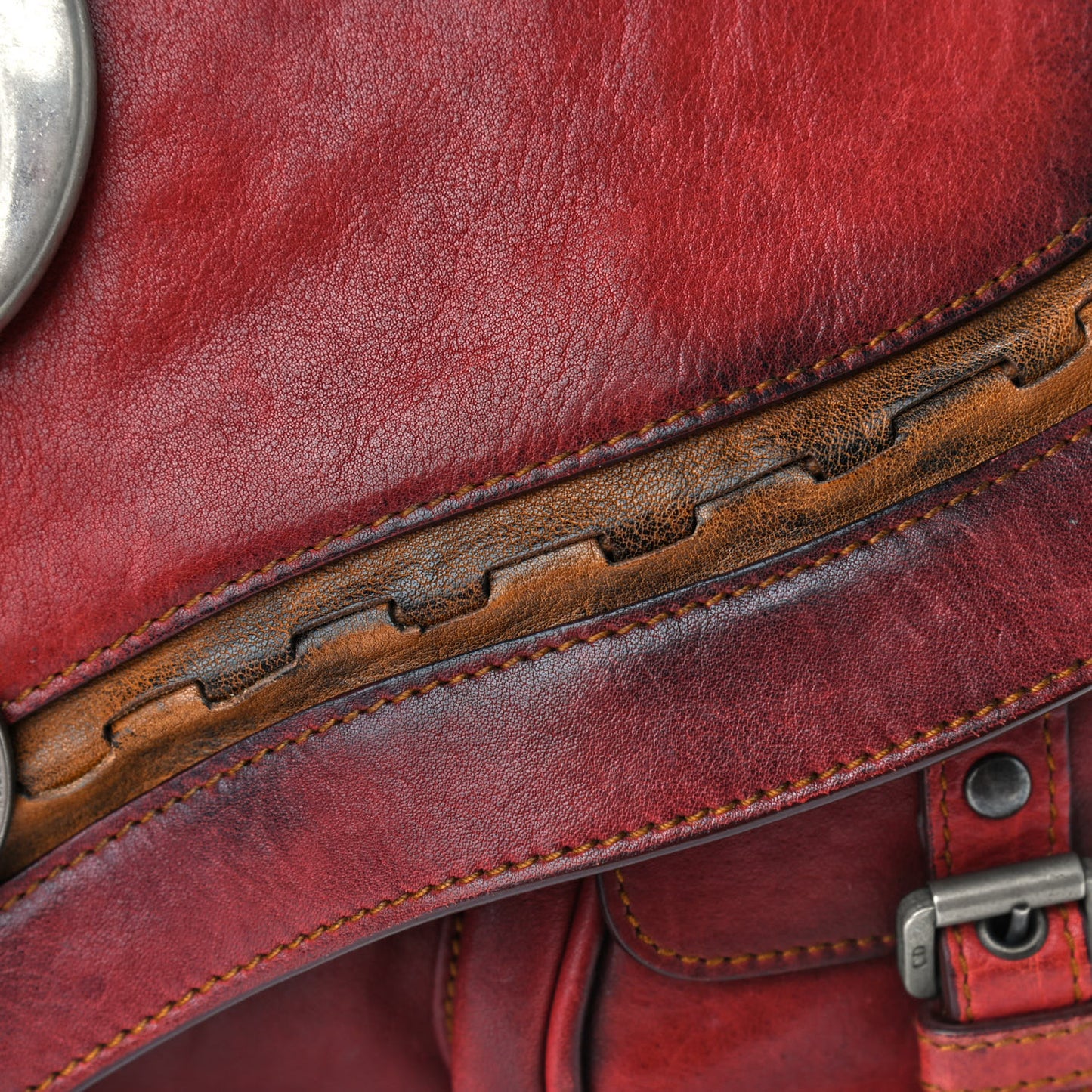 Calfskin Gaucho Double Saddle Red