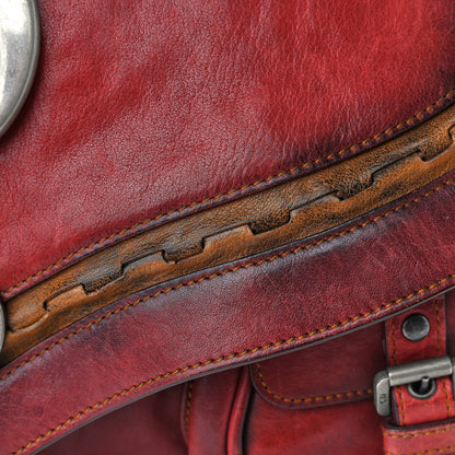 Christian Dior Calfskin Gaucho Double Saddle Red 13 of 23