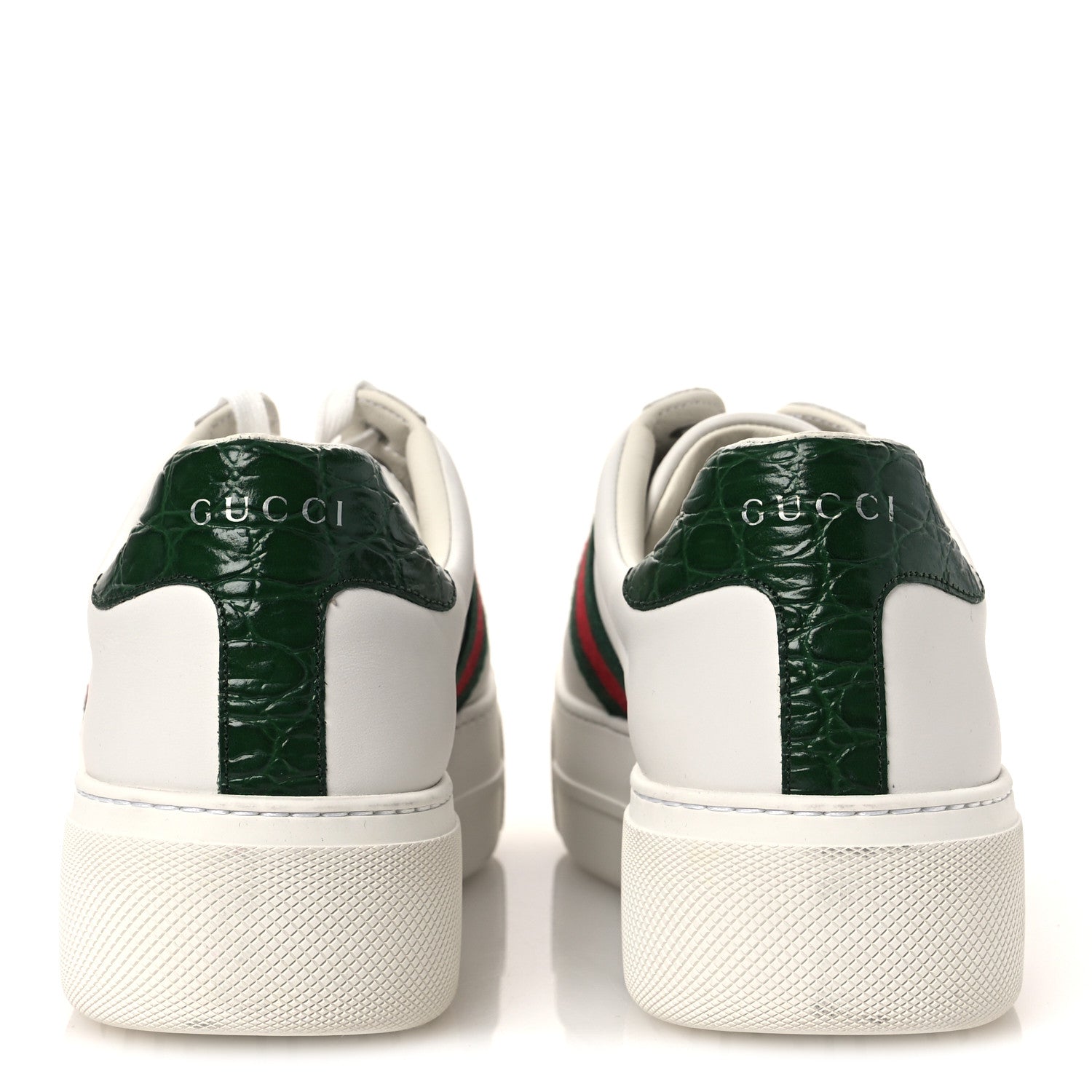 Gucci Ultralight Plume Calfskin Web Womens Ace Platform Sneakers 41 White 6 of 12