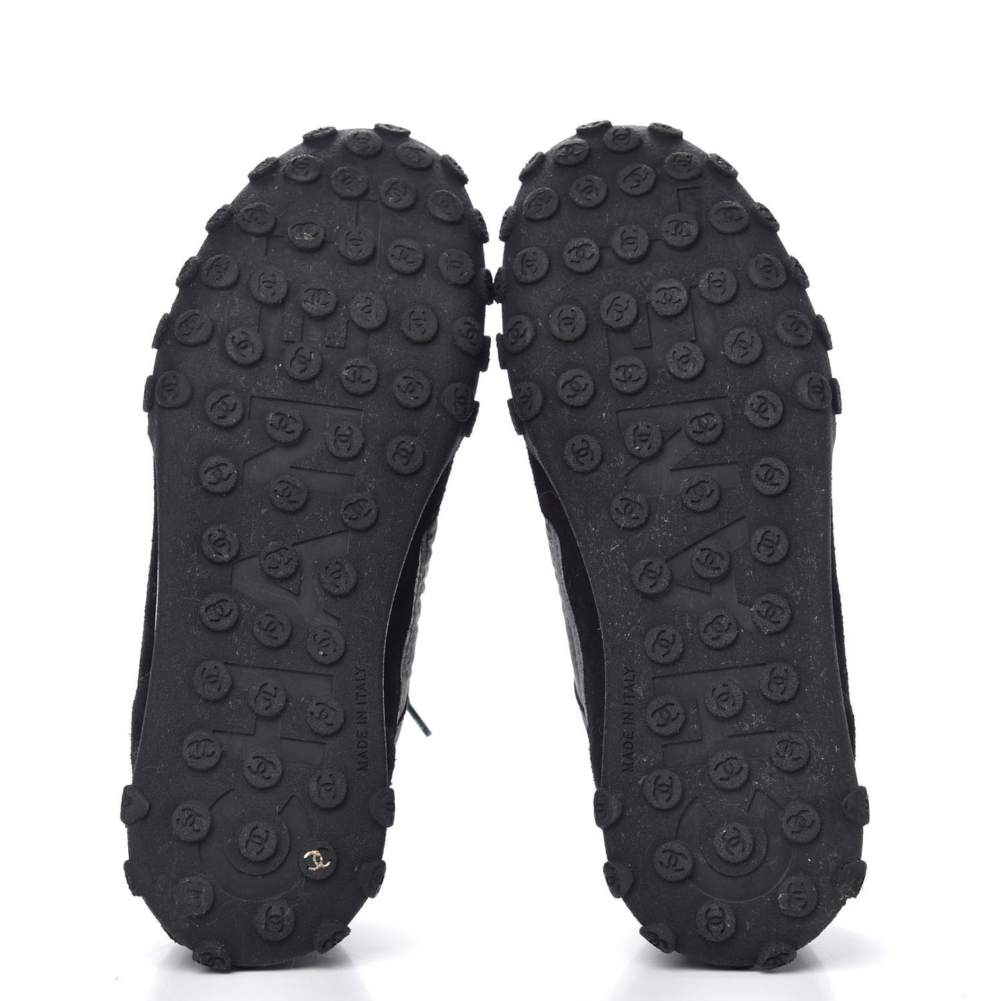 Nylon Calfskin CC Sneakers 38 Black Grey White