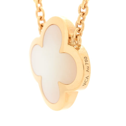 Van Cleef & Arpels 18K Yellow Gold Mother of Pearl Pure Alhambra Pendant Necklace 5 of 6