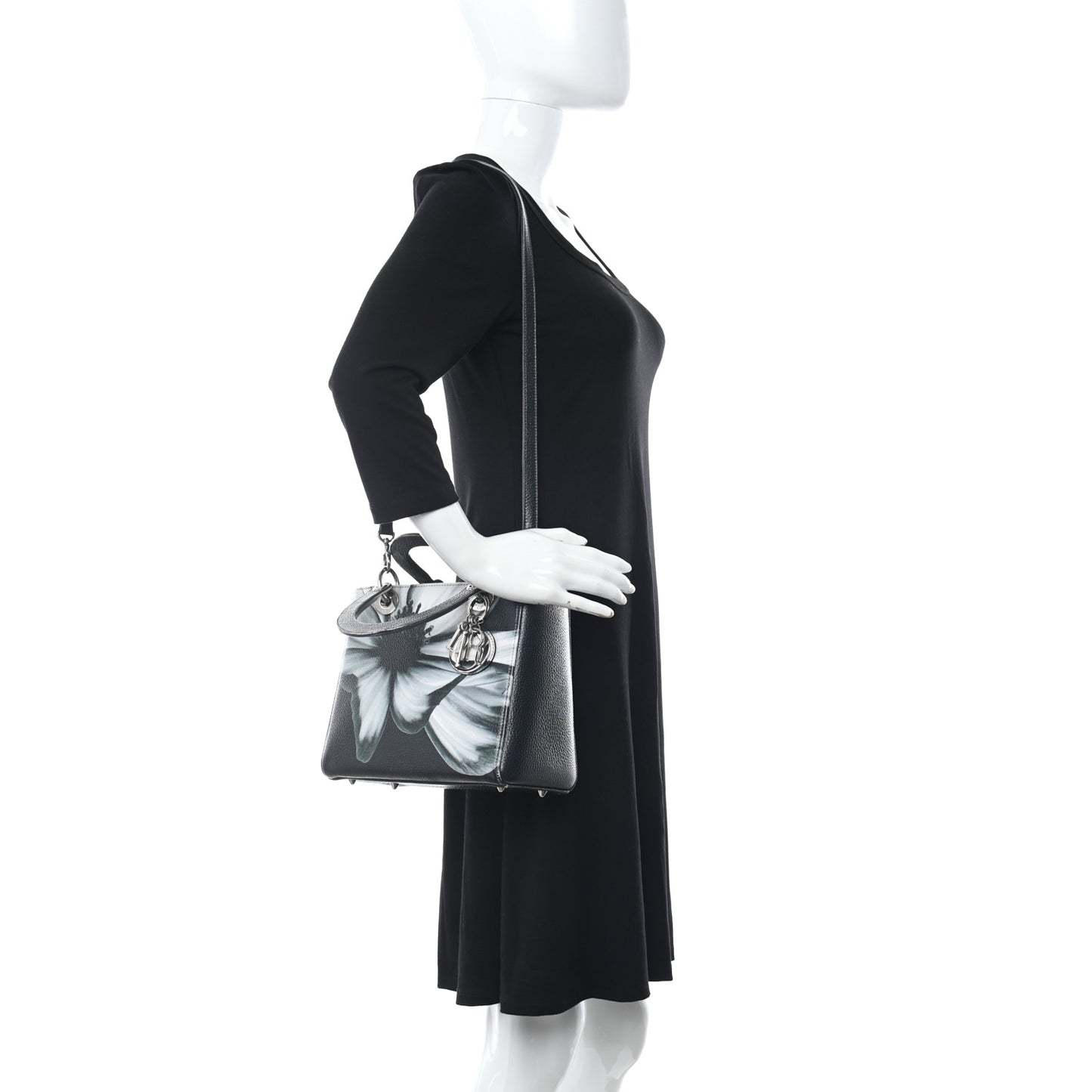 Deerskin Floral Printed Medium Lady Dior Green