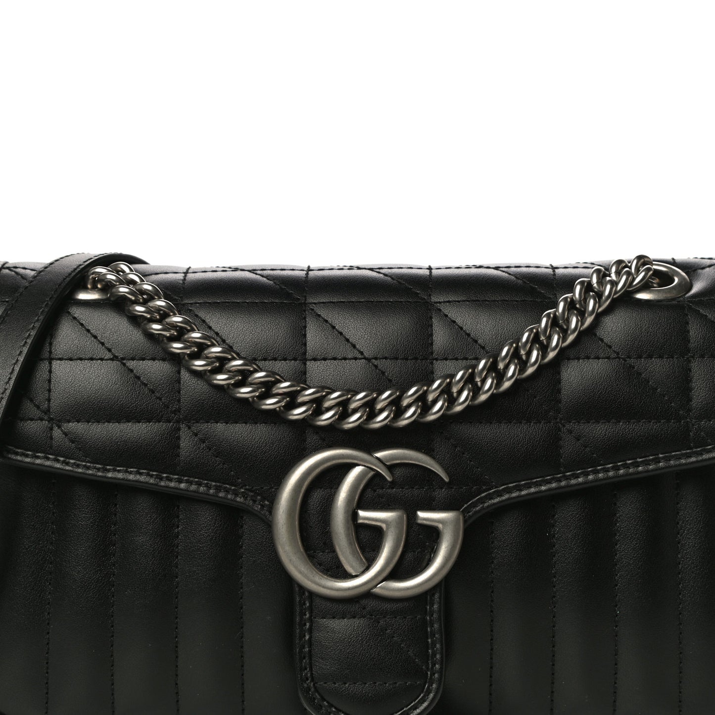 Calfskin Matelasse Aria Small GG Marmont Shoulder Bag Black