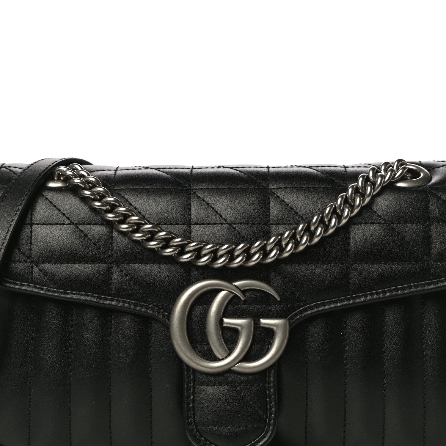 Gucci Calfskin Matelasse Aria Small GG Marmont Shoulder Bag Black 9 of 12