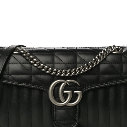 Gucci Calfskin Matelasse Aria Small GG Marmont Shoulder Bag Black 9 of 12