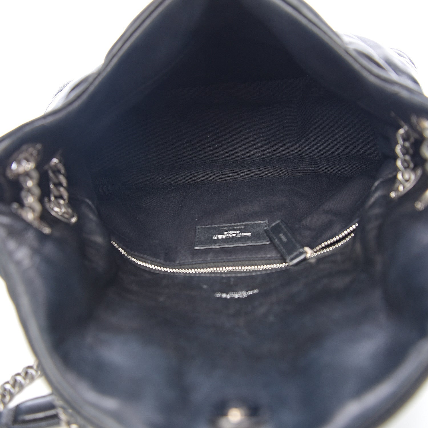 Saint Laurent Lambskin Quilted Small Loulou Puffer Monogram Chain Satchel Black 4 of 9