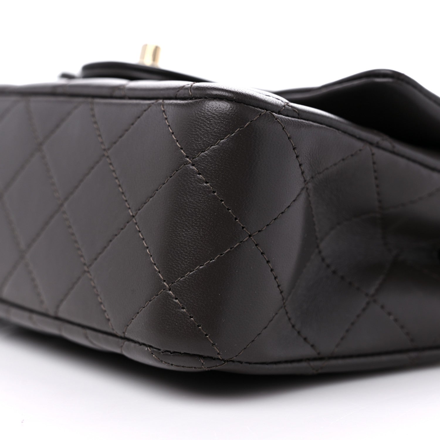 Chanel Lambskin Quilted Mini Top Handle Rectangular Flap Dark Brown 9 of 11