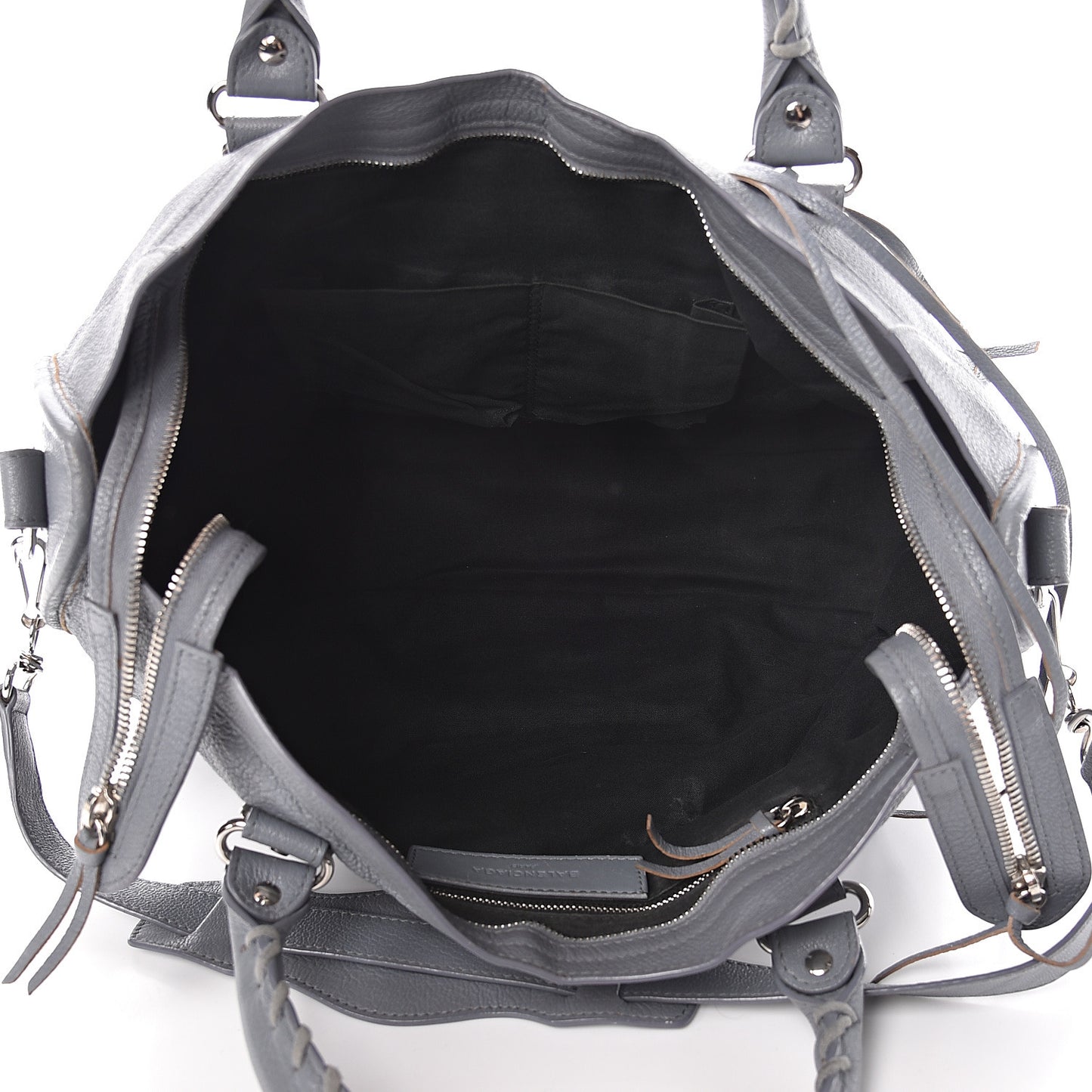 Chevre Silver Metallic Edge Hardware City Bleu Acier