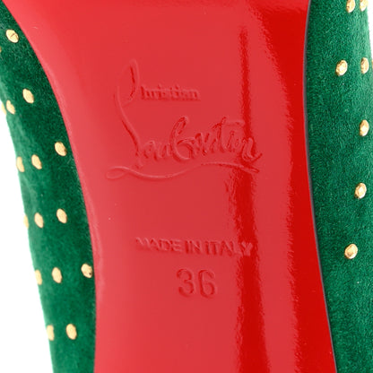 Christian Louboutin Suede Pigalle Follies Plume 100 Pumps 36.5 Canopee Antique Gold 7 of 8