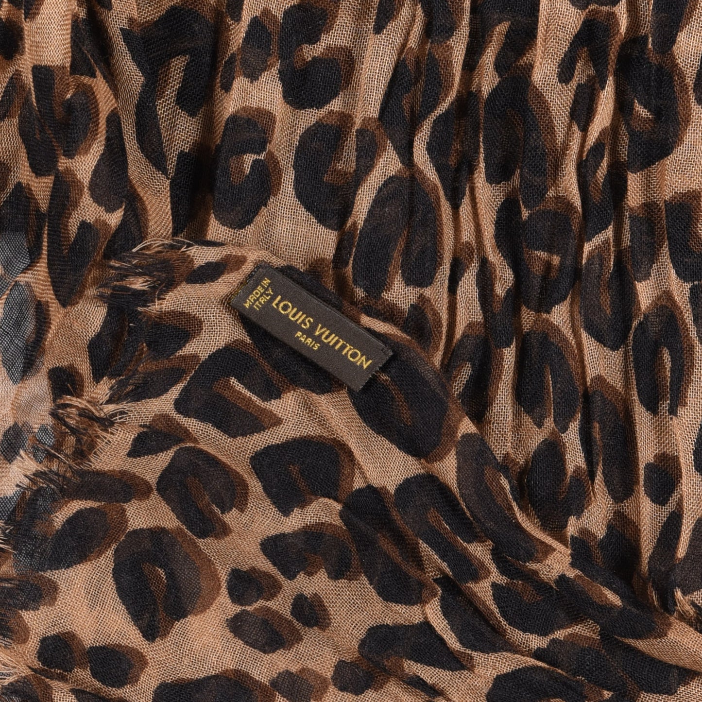 Cashmere Silk Leopard Etole Stole Marron