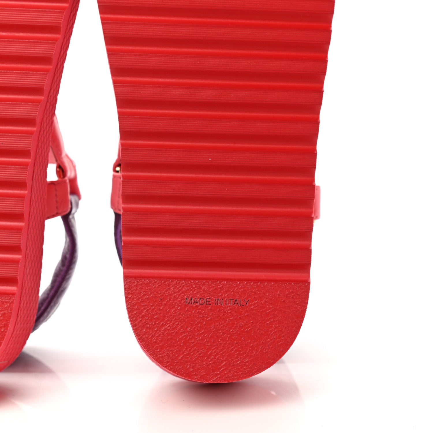 Chanel Lambskin Logo Platform Sandals 37 Red Purple Orange 6 of 10