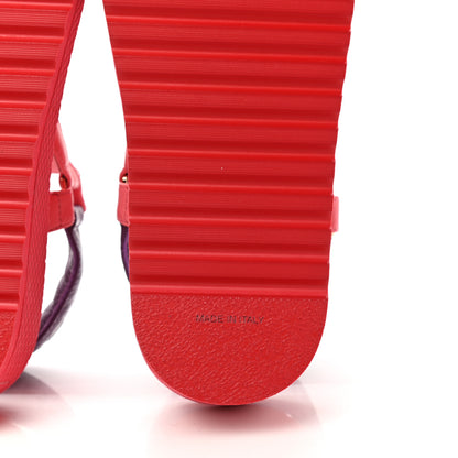 Chanel Lambskin Logo Platform Sandals 37 Red Purple Orange 6 of 10