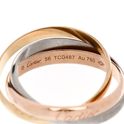 Cartier 18K Pink Yellow White Gold Small Trinity Ring 56 7.5 4 of 5