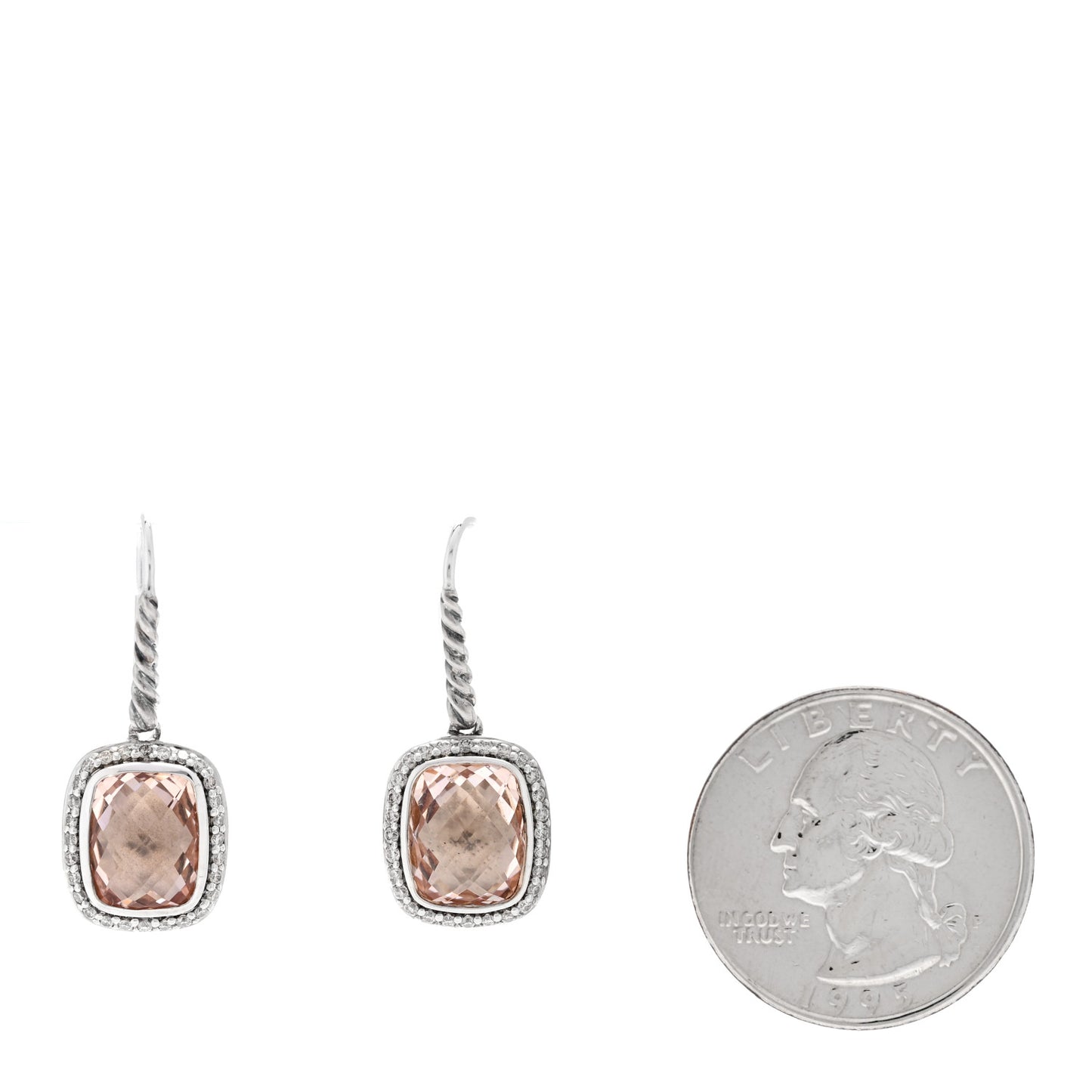 Sterling Silver Diamond Morganite Noblesse Drop Earrings