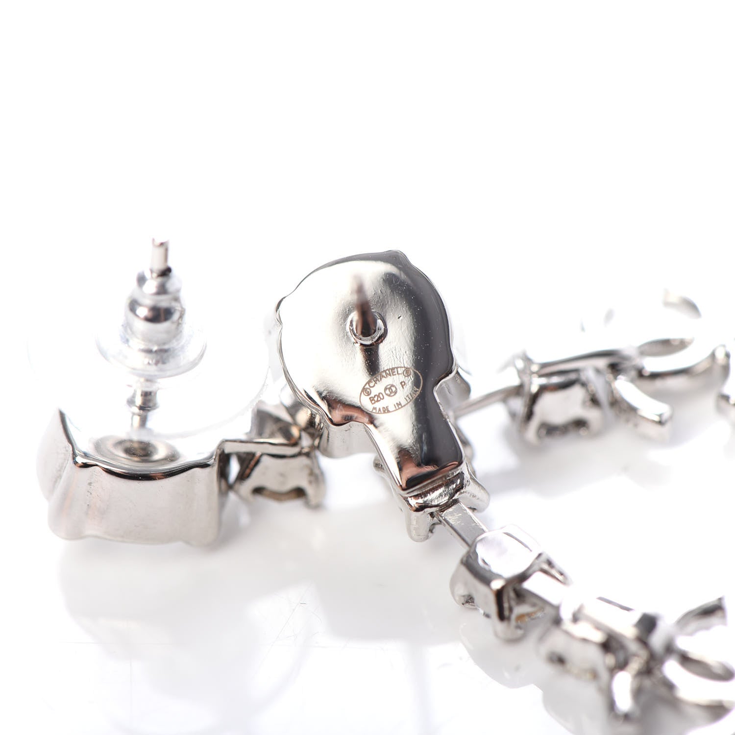 Chanel Crystal Starfall Drop CC Earrings Silver 4 of 5