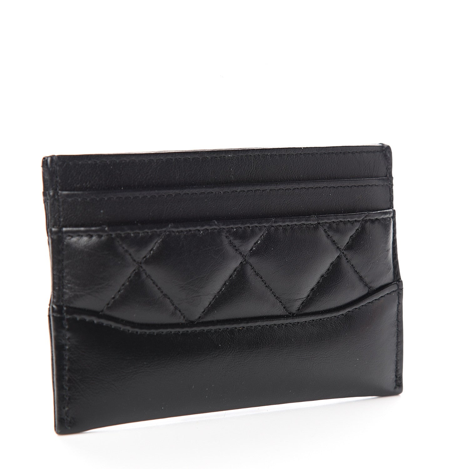 Chanel Aged Calfskin Quilted Gabrielle Card Holder Black 2 of 8