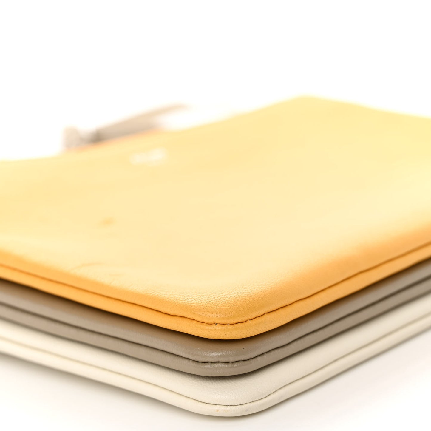Lambskin Small Trio Crossbody Bag Yellow Taupe White