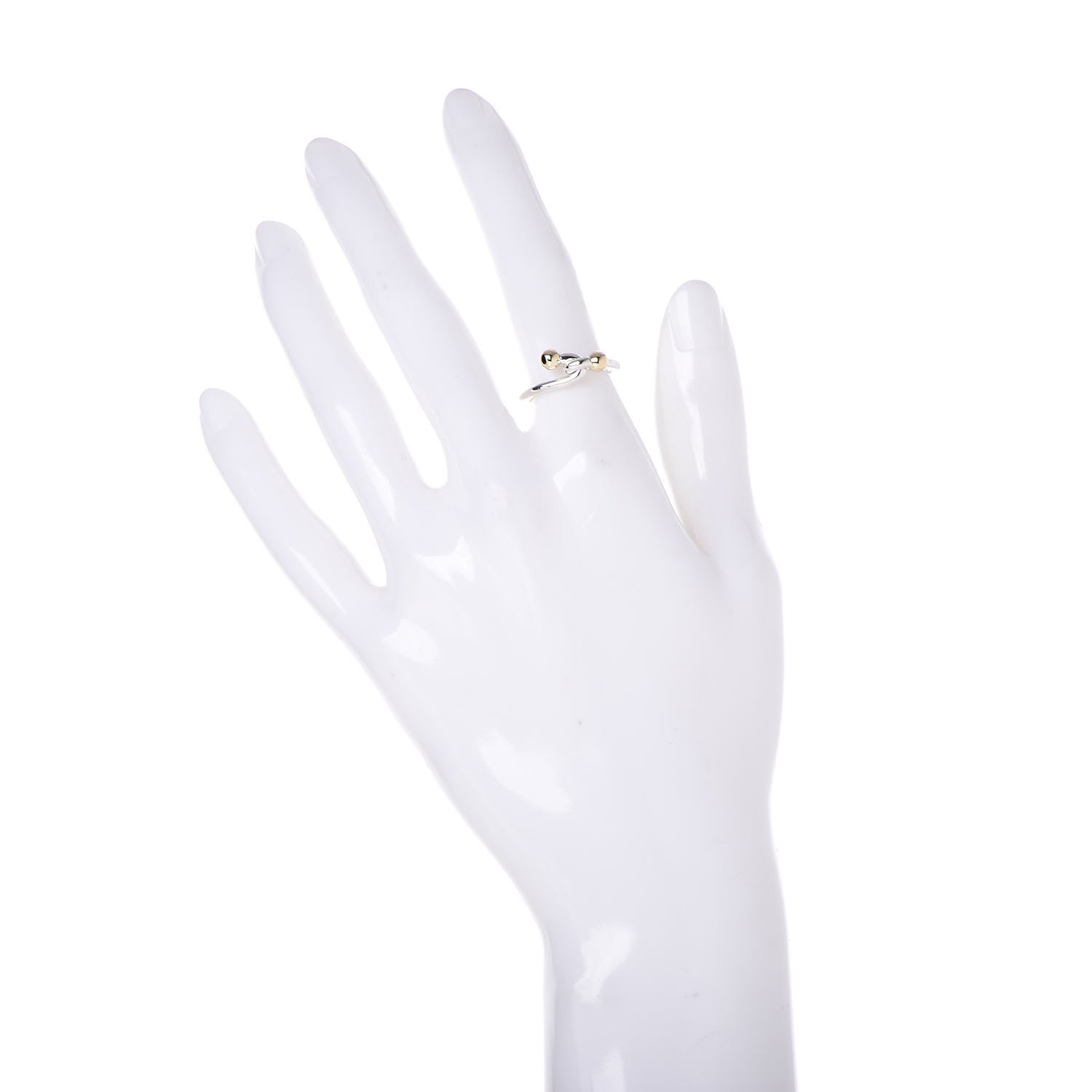 Tiffany Sterling Silver 18K Yellow Gold Twist Knot Ball Ring 50 5.5 2 of 5