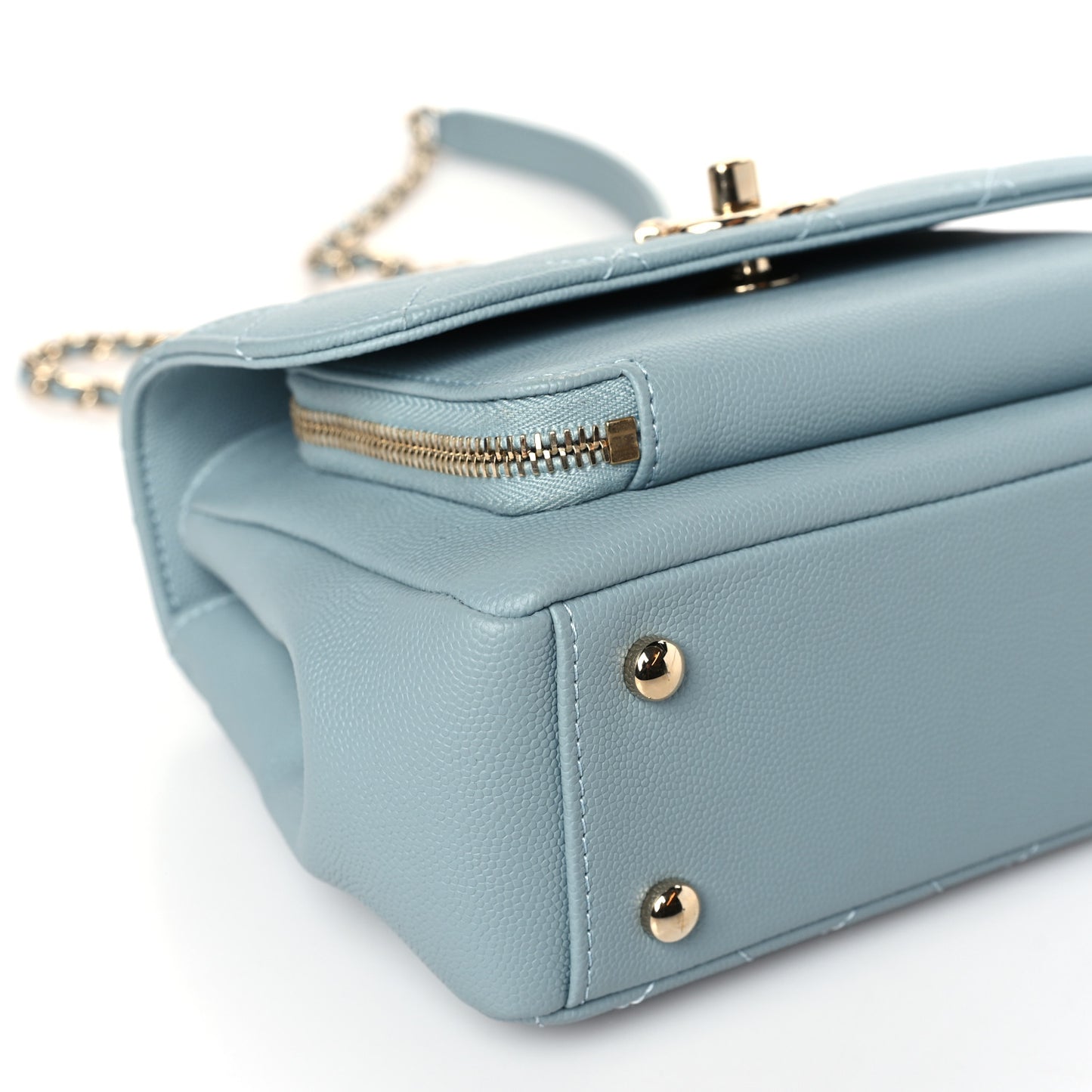 Caviar Quilted Small Business Affinity Flap Light Blue