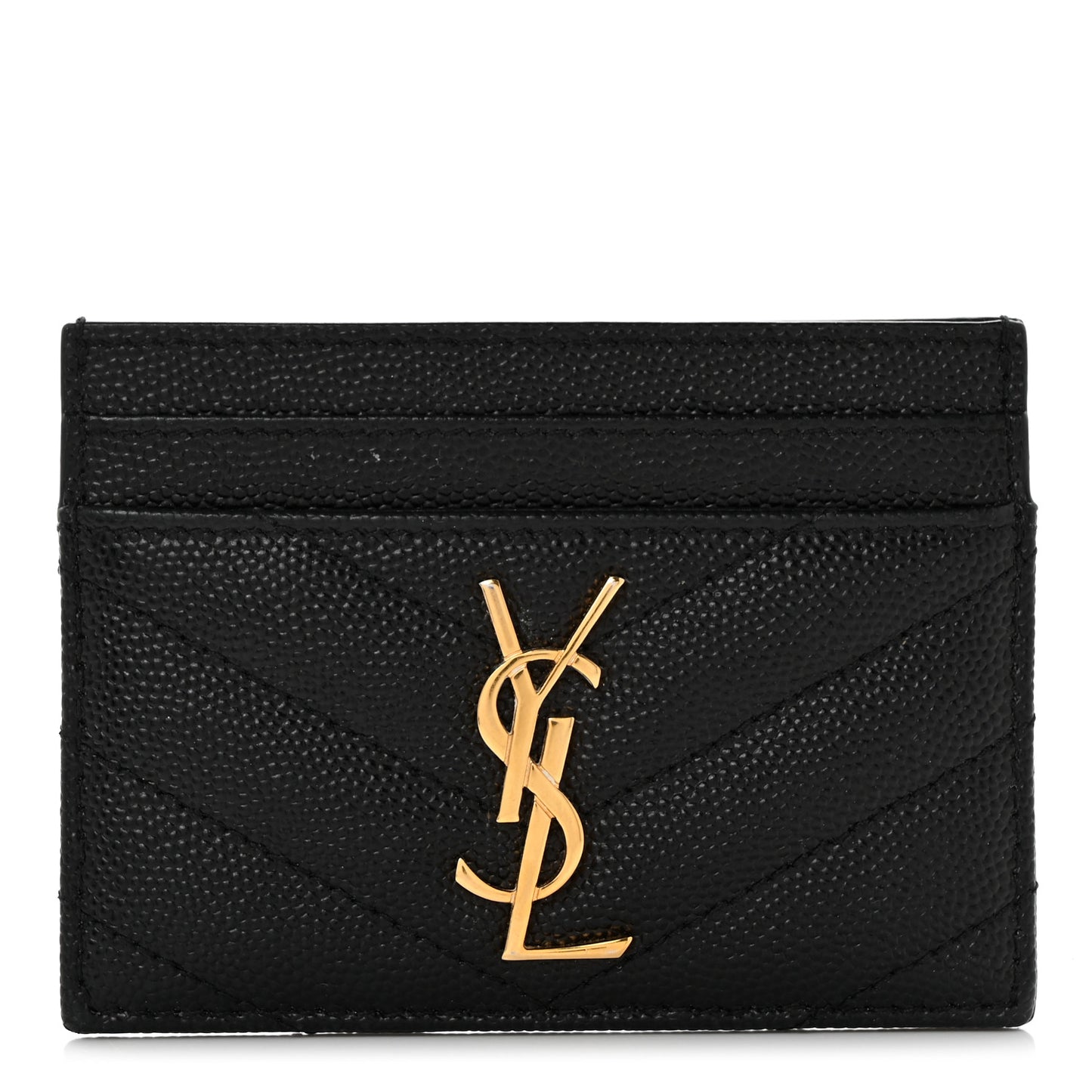 Grain De Poudre Matelasse Chevron Monogram Credit Card Case Black