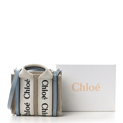 Chloe Cotton Calfskin Nano Woody Ribbon Tote With Strap White Blue 10 of 10
