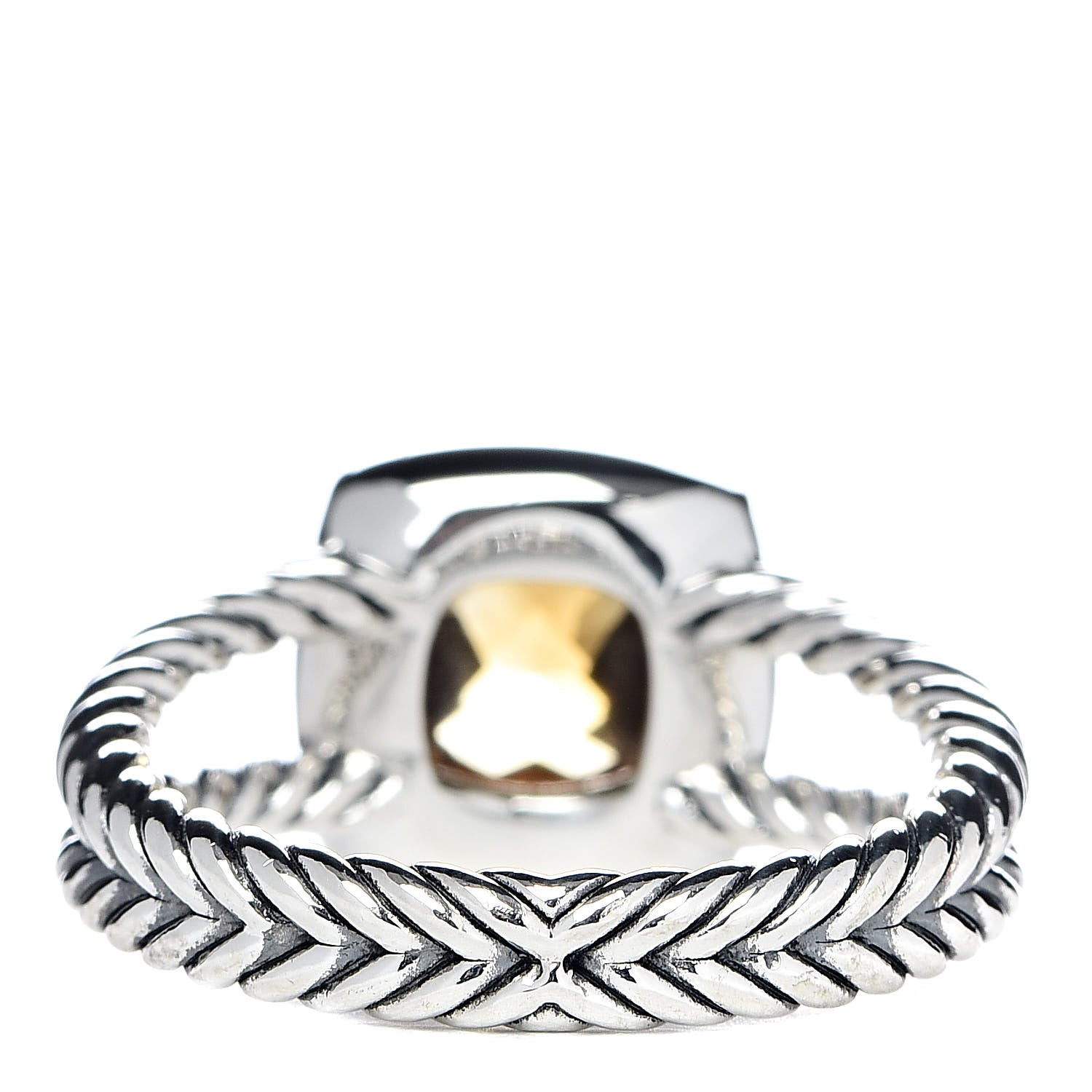 David Yurman Sterling Silver Diamond Citrine 7mm Petite Albion Ring 57 8 4 of 6