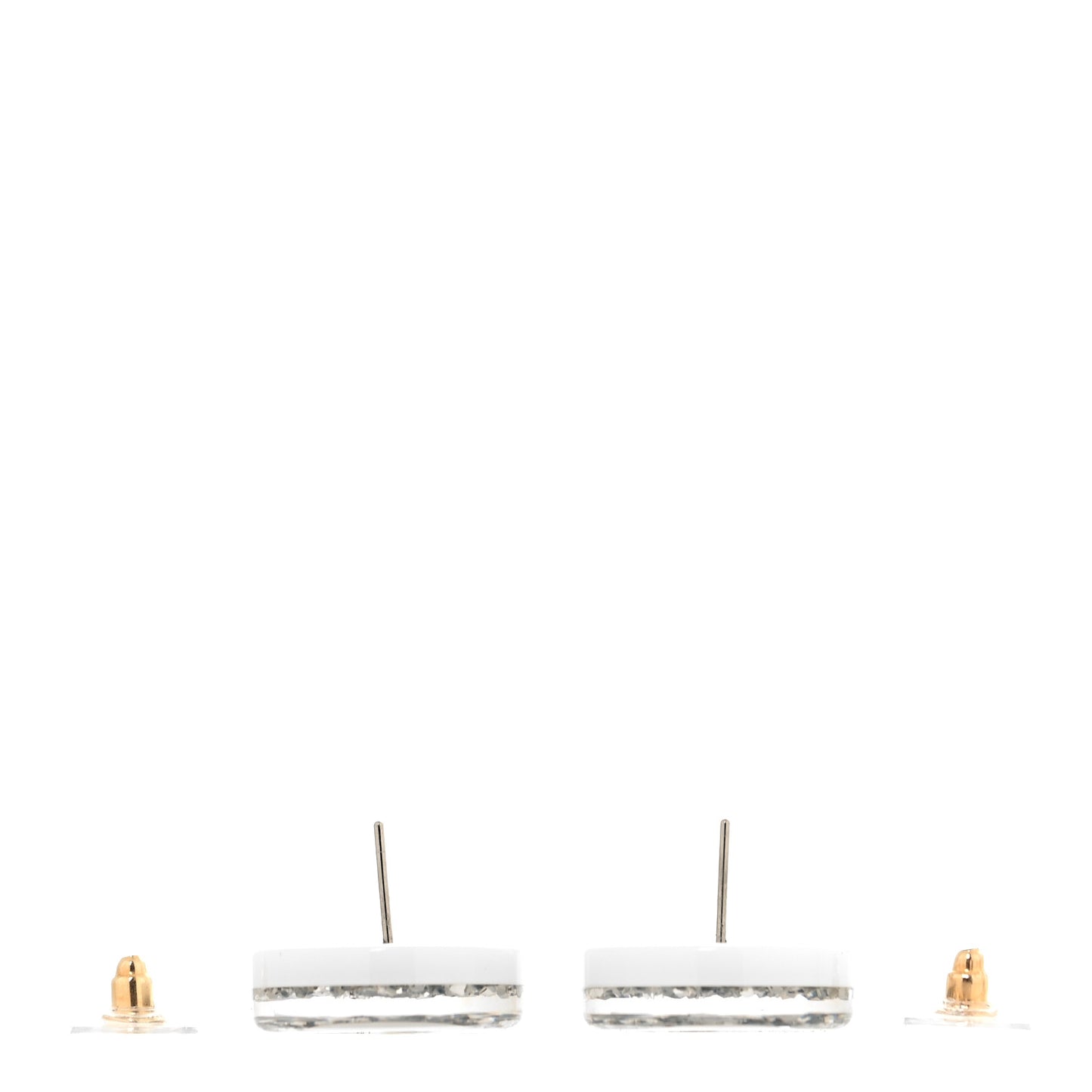Resin Glitter CC Earrings White Silver
