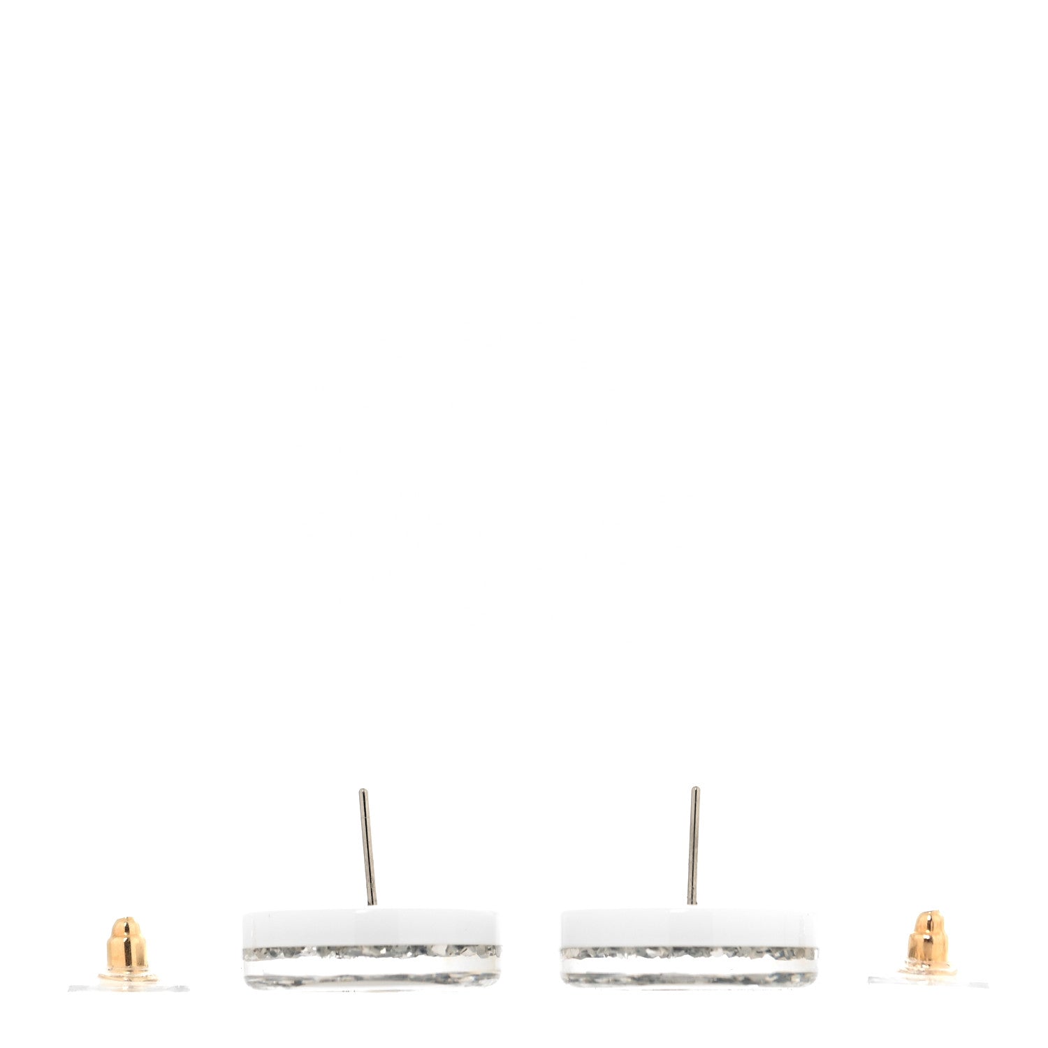 Chanel Resin Glitter CC Earrings White Silver 7 of 8