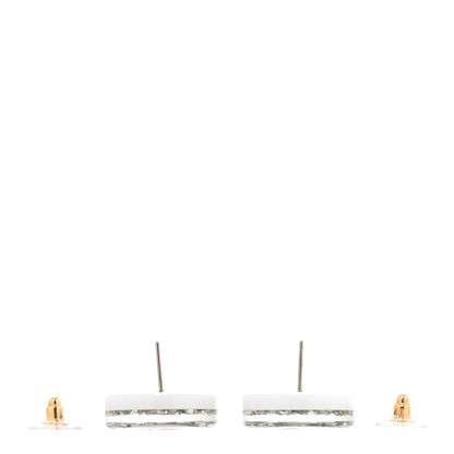 Chanel Resin Glitter CC Earrings White Silver 7 of 8