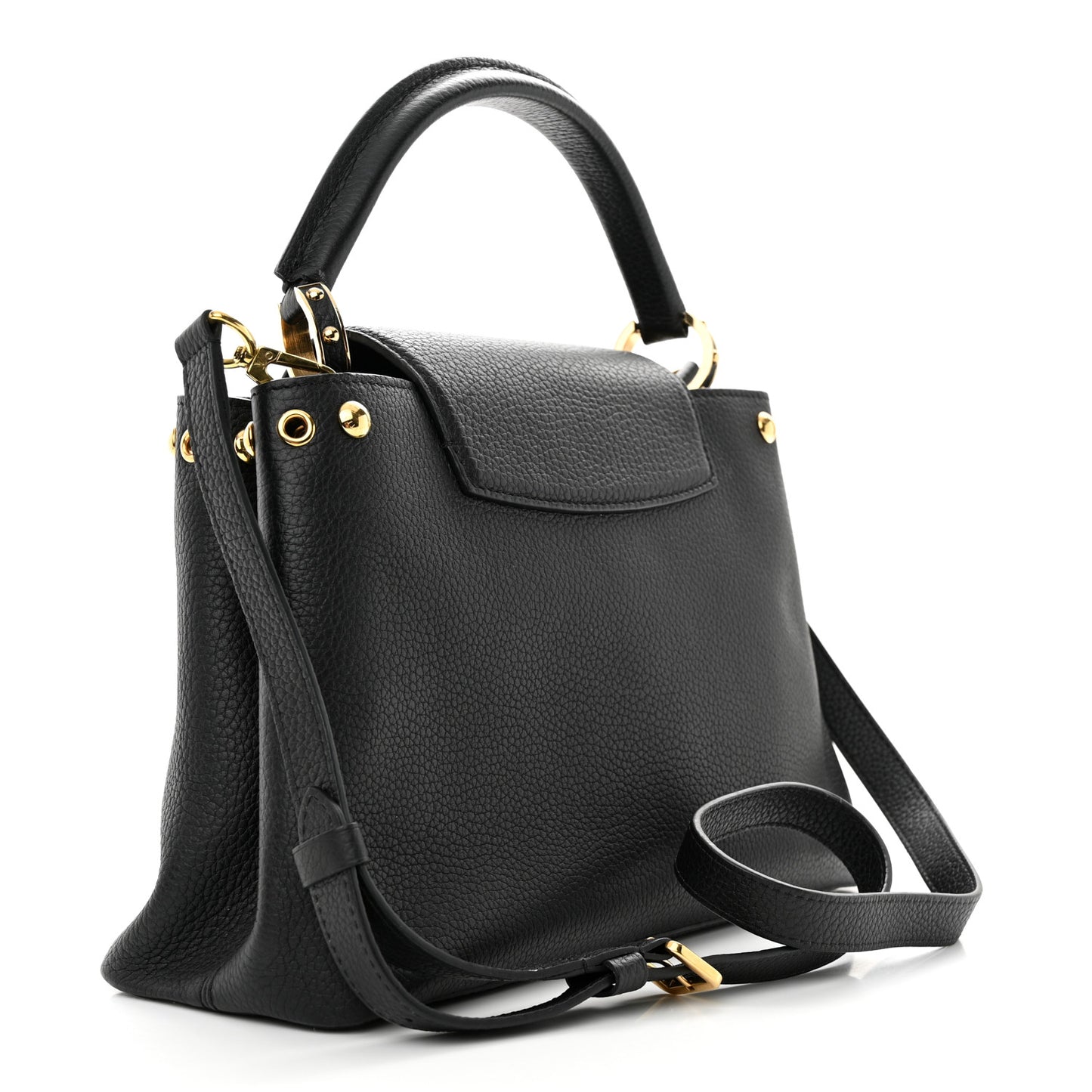 Taurillon Studded Capucines PM Black