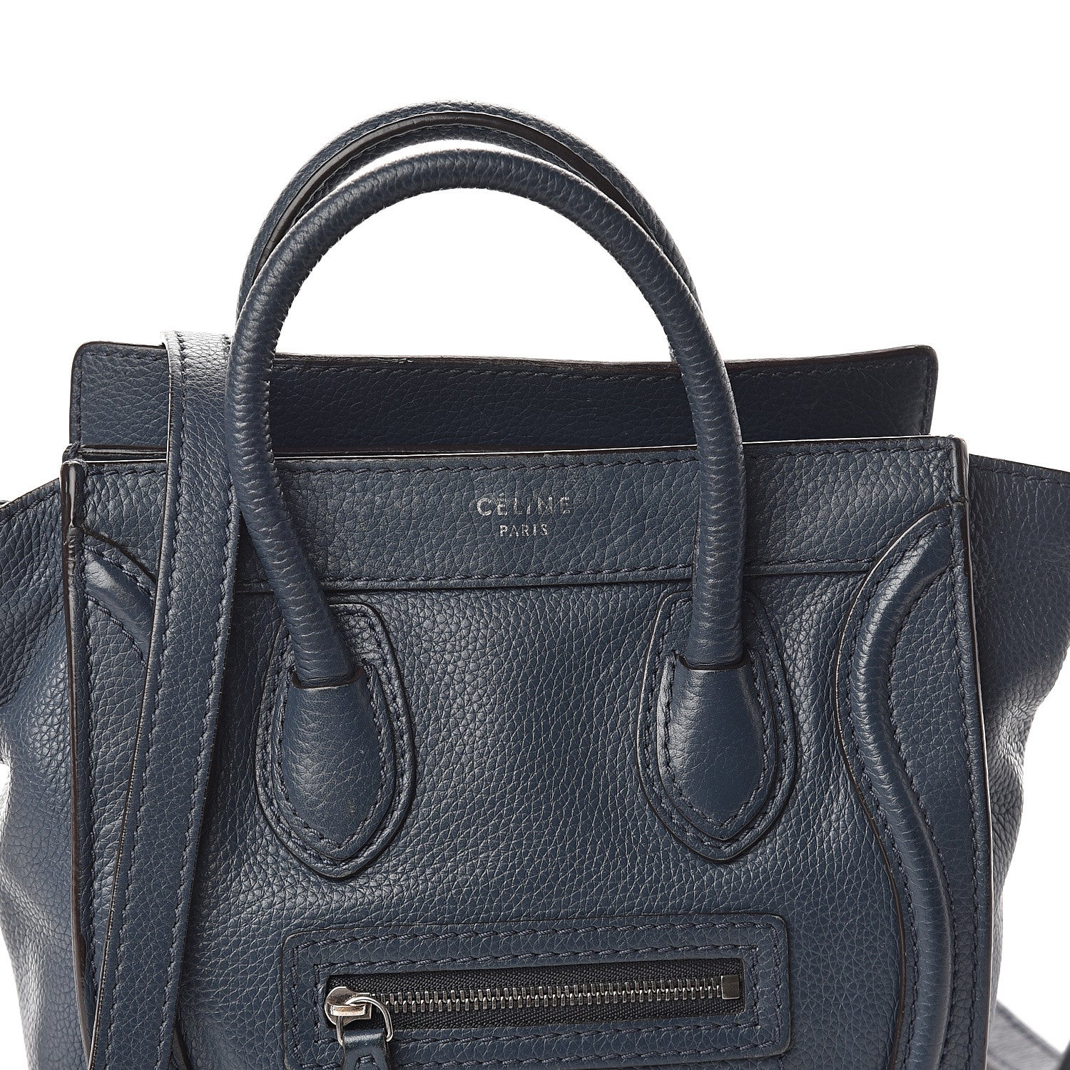 Celine Drummed Calfskin Nano Luggage Orage 6 of 8