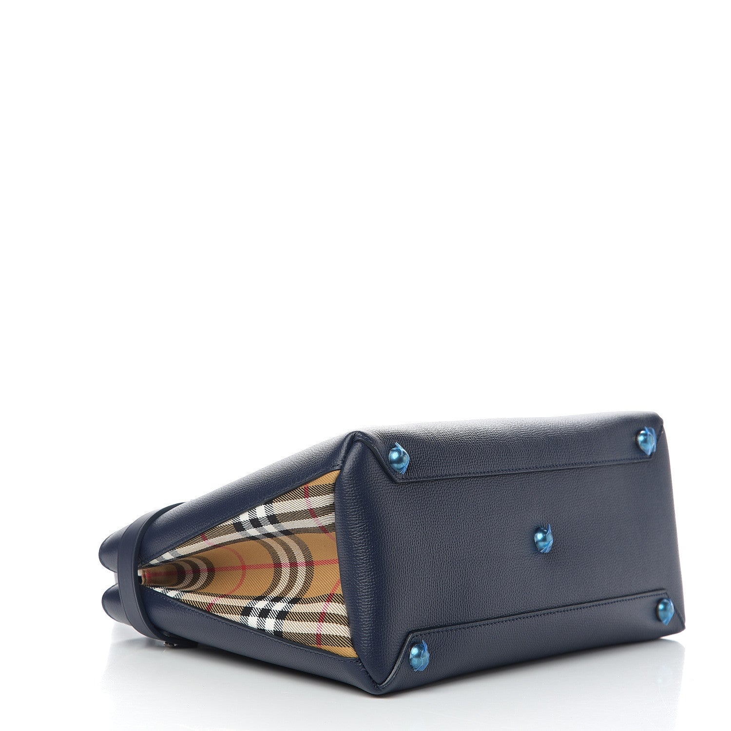 Burberry Derby Calfskin Vintage Check Medium Banner Tote Regency Blue 3 of 10