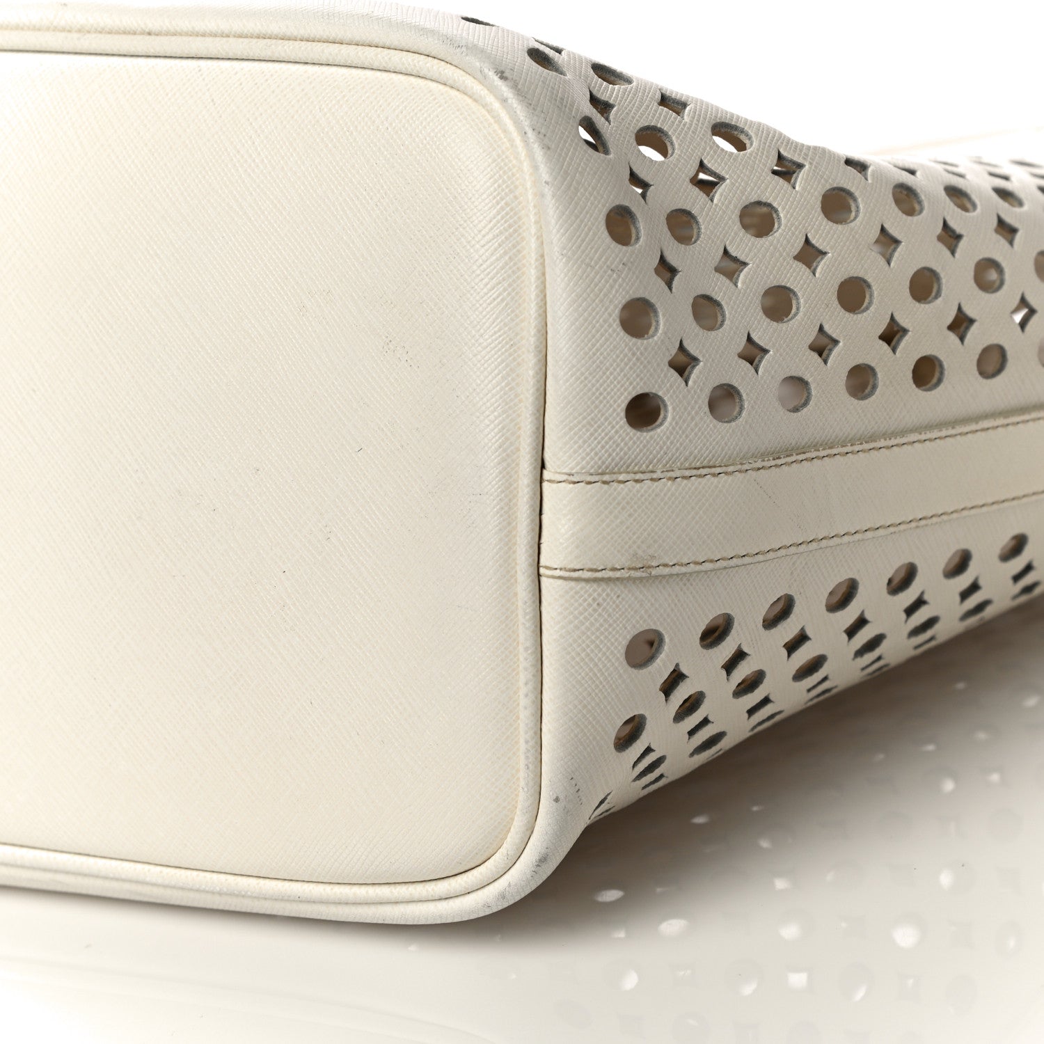 Prada Saffiano Perforated Tote Talco 9 of 21
