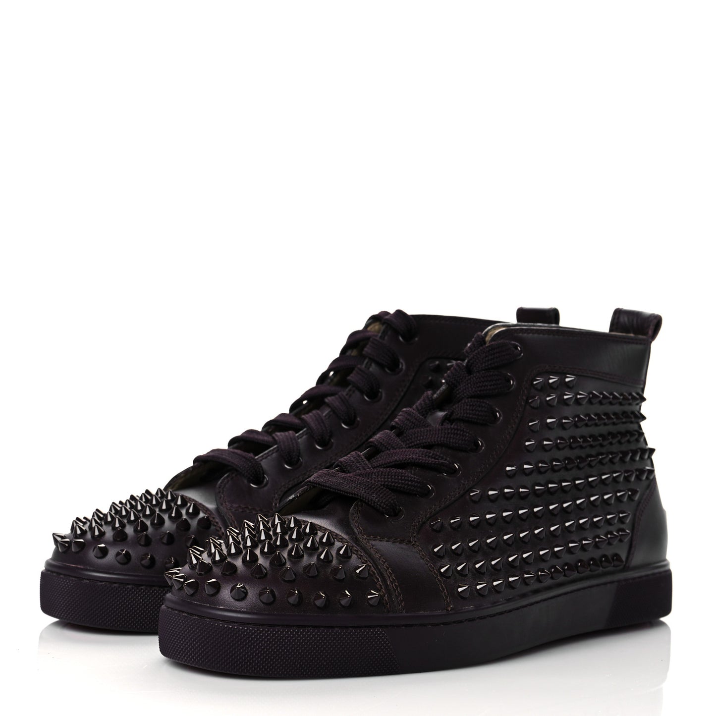 Calfskin Mens Louis Spikes Flat Sneakers 42 Burgundy