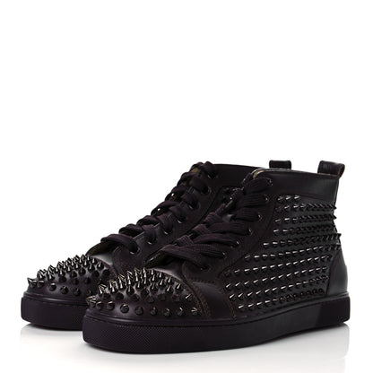 Christian Louboutin Calfskin Mens Louis Spikes Flat Sneakers 42 Burgundy 3 of 10