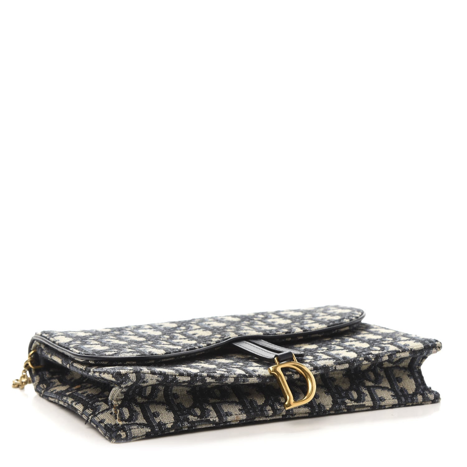 Christian Dior Oblique Saddle Chain Pouch Blue 4 of 12